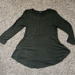 Bobeau Hunter Green Fleece Peplum Long Sleeve Shirt Size Medium.